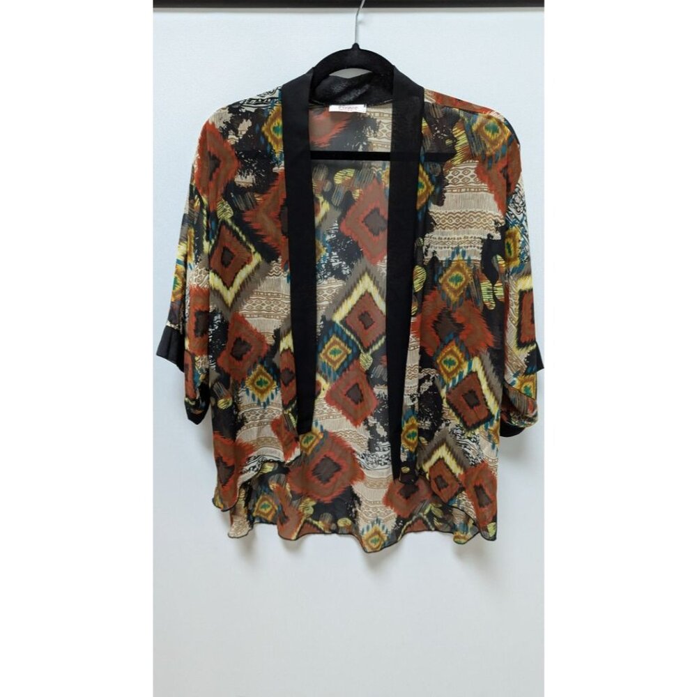 Vivace Black/Multicolor Sheer Kimono Sleeve Overpiece
